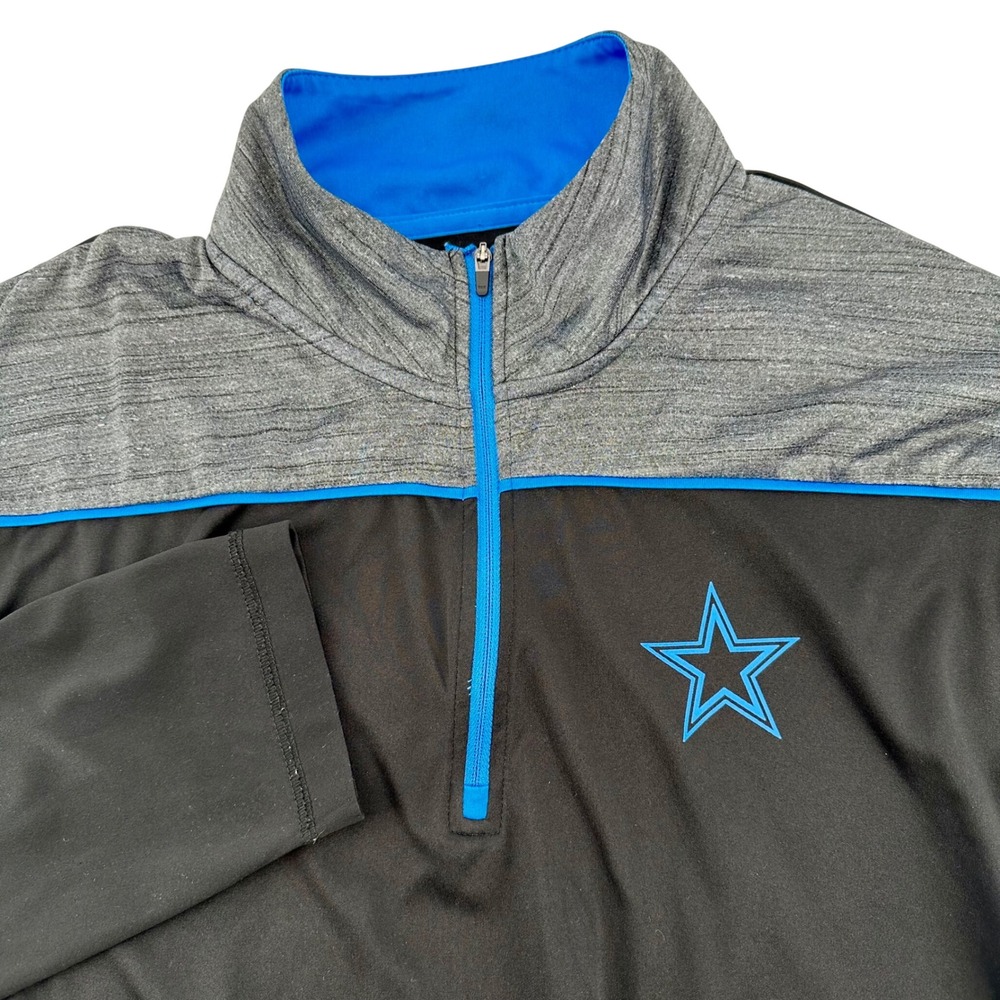 Dallas Cowboys Authentic Mens XL Quarter Zip Pullover Black Grey Heathered Star